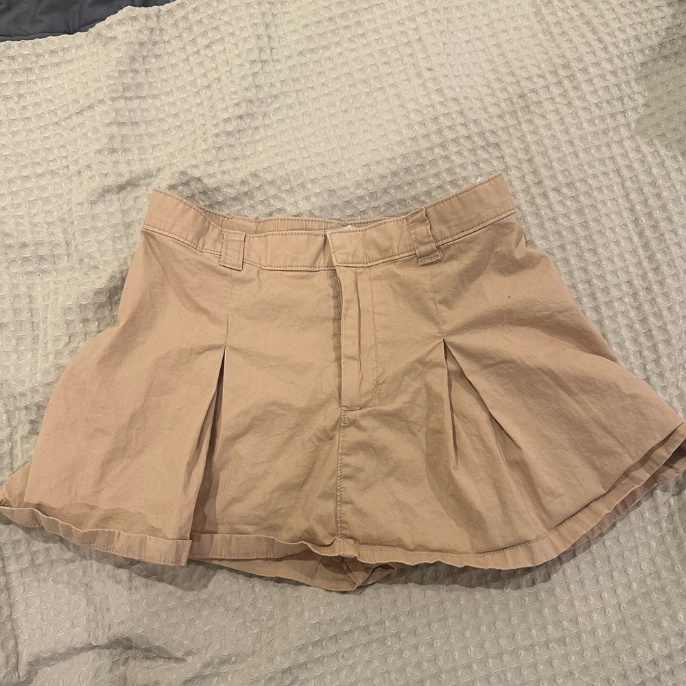 Abercrombie & Fitch Co-Ord Pleated Chino Mini Skirt skort Schoolgirl Y2K in Tan